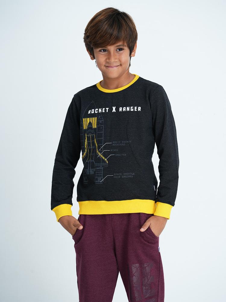 mackly Boys Charcoal Printed Sweatshirt