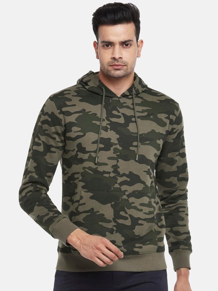 BYFORD by Pantaloons Men Olive Green Camouflage Printed Sweatshirt