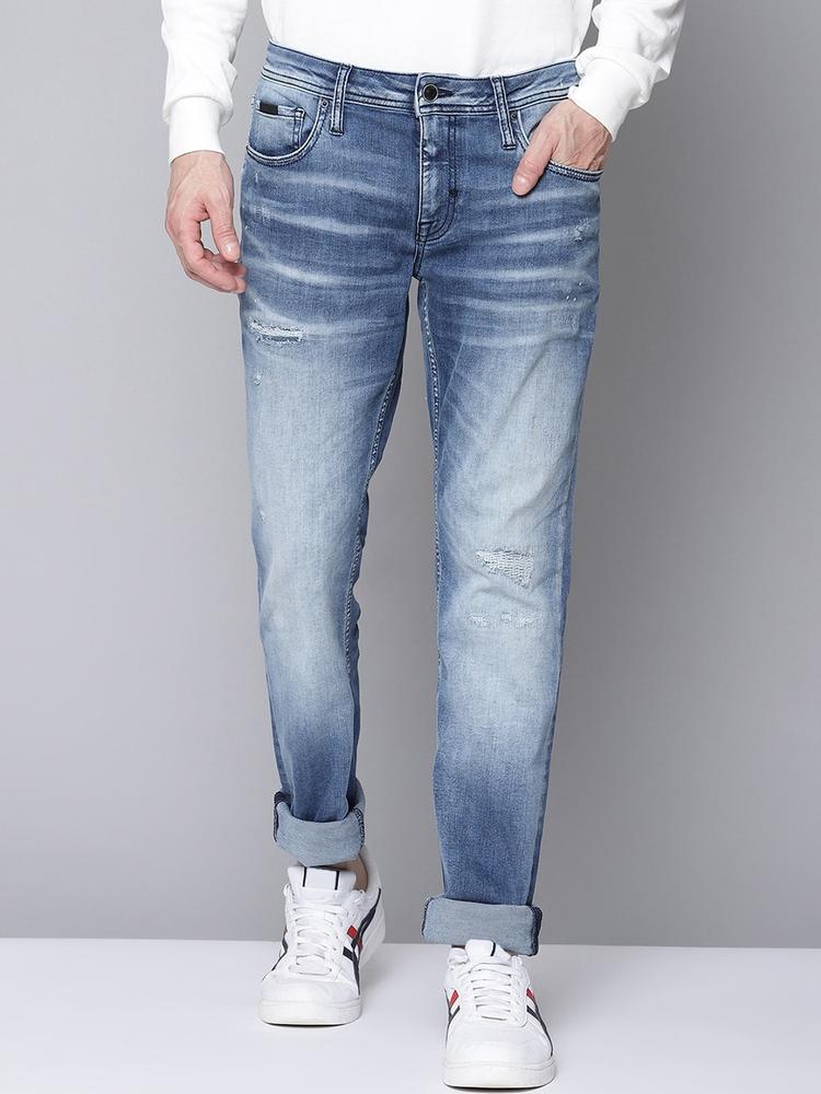 Antony Morato Men Blue Tapered Fit Heavy Fade Stretchable  Jeans