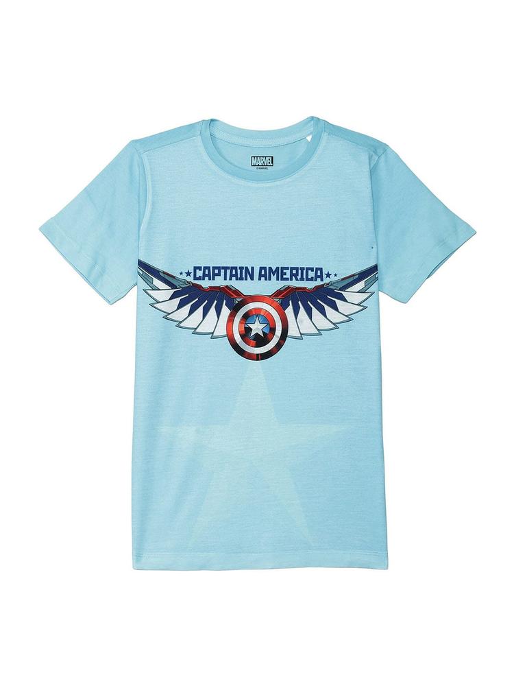 Marvel by Wear Your Mind Boys Blue Captain America Printed Applique T-shirt