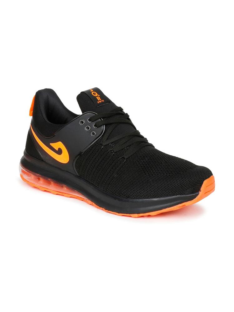 JQR Men Black & Orange Mesh Running Shoes