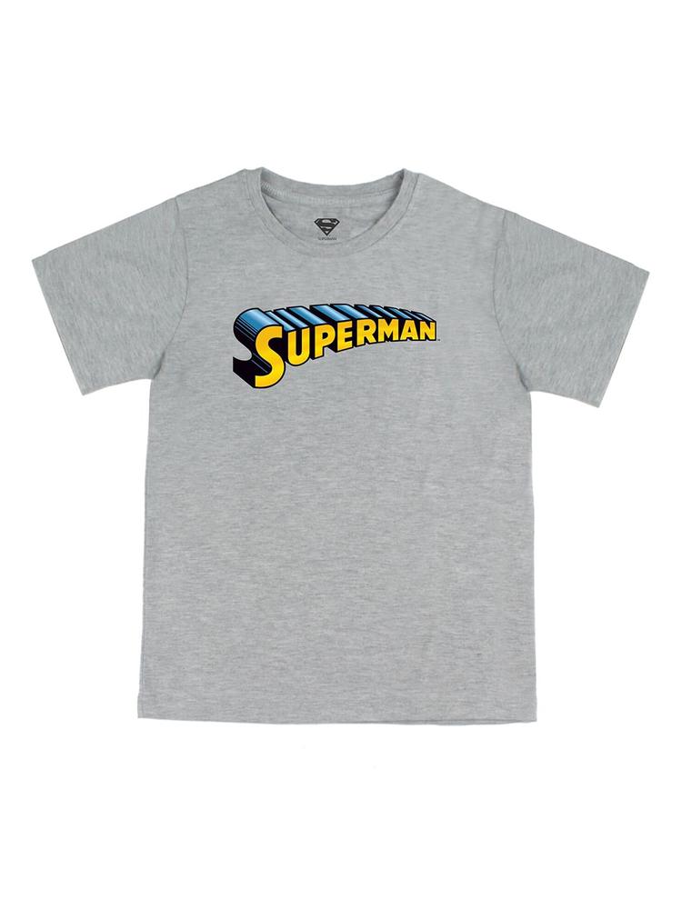 DC by Wear Your Mind Boys Grey Typography Superman Applique T-shirt