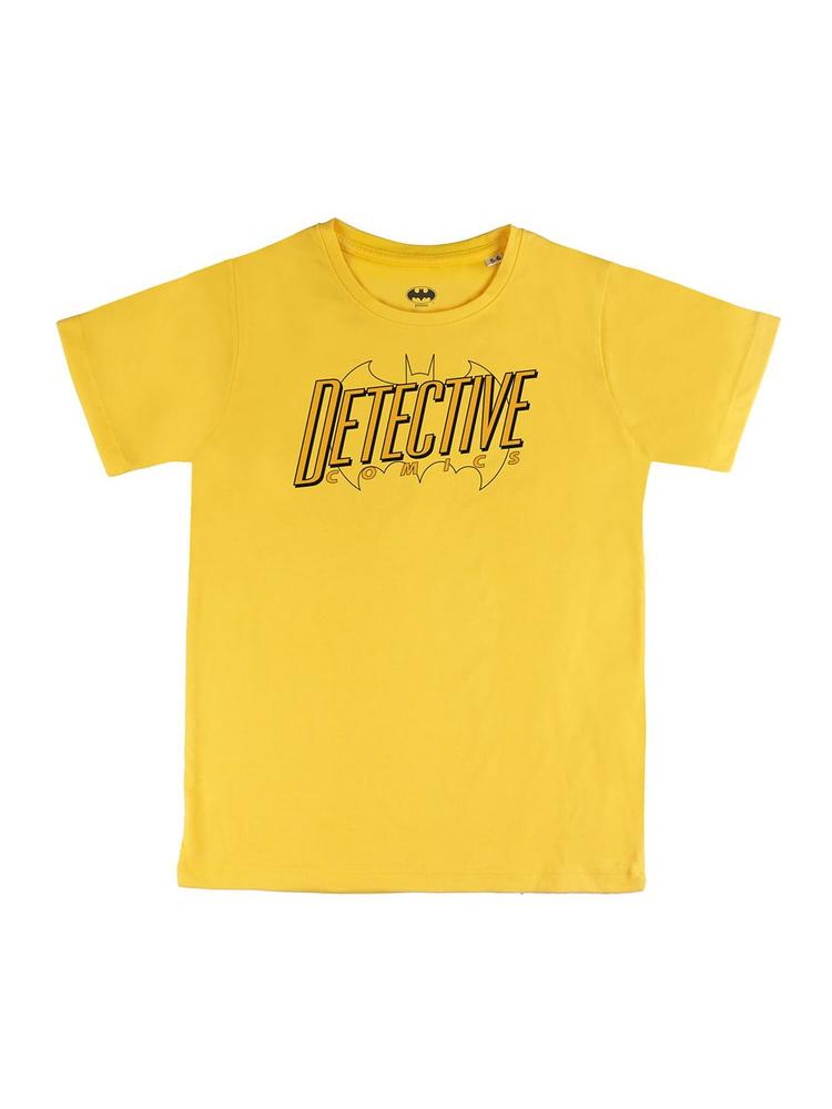 DC by Wear Your Mind Boys Yellow Batman Printed Cotton T-shirt