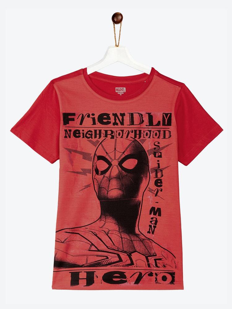 YK Marvel Boys Red Spider-Man Printed T-shirt