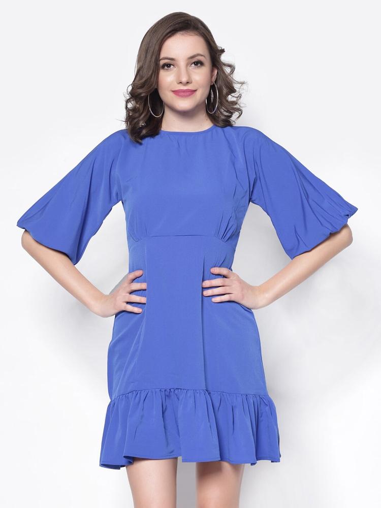 Sera Women Blue Mini Fit and Flare Dress