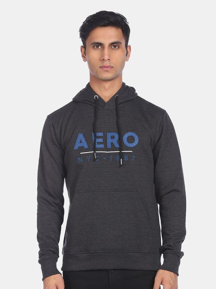 Aeropostale Men Grey Hooded Sweatshirt