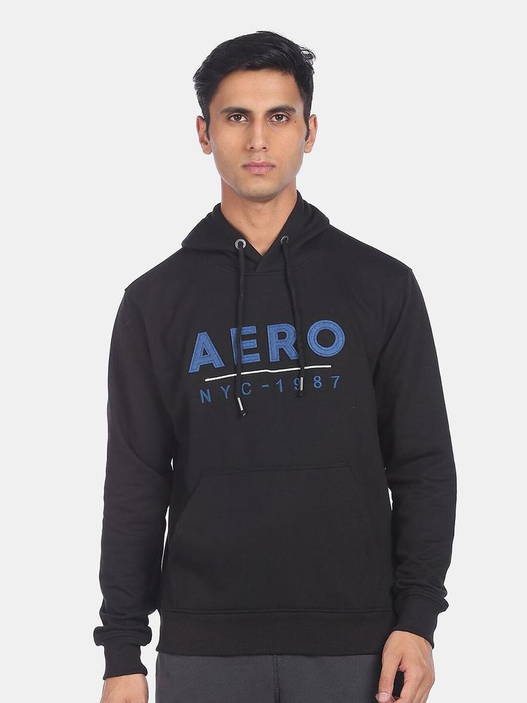 Aeropostale Men Black & Blue Alphanumeric Sweatshirt