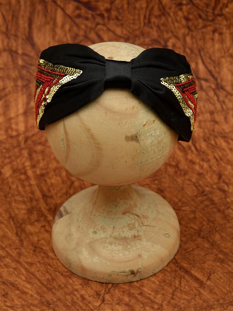 FUNKRAFTS Girls Black & Red Knotted Hairband