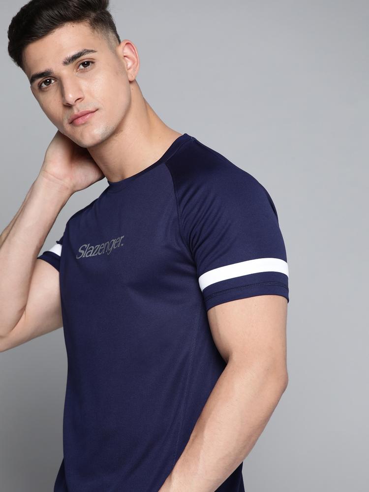 Slazenger Men Navy Blue Brand Logo Ultra-Dry Running T-shirt