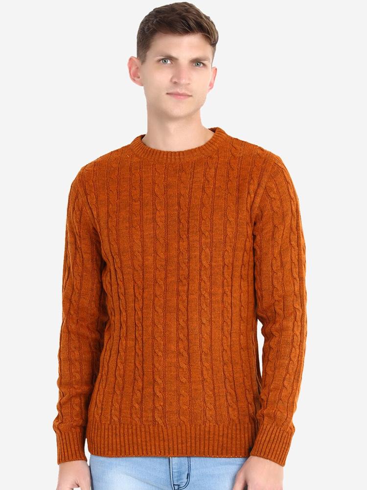 JoE Hazel Men Orange Cable Knit Pullover