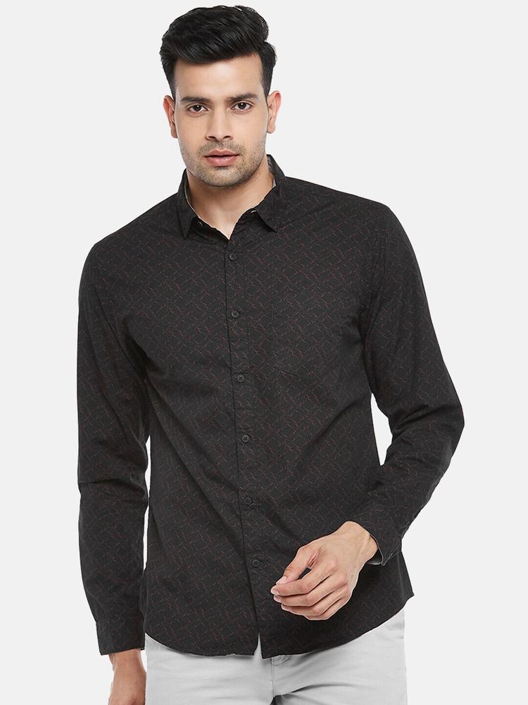 BYFORD by Pantaloons Men Black & Red Slim Fit Geometric Opaque Printed Casual Shirt