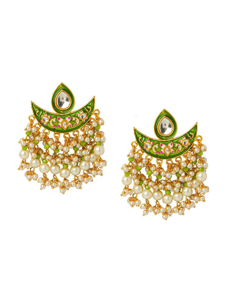 Shining Jewel - By Shivansh Gold-Toned Contemporary Drop Earrings
