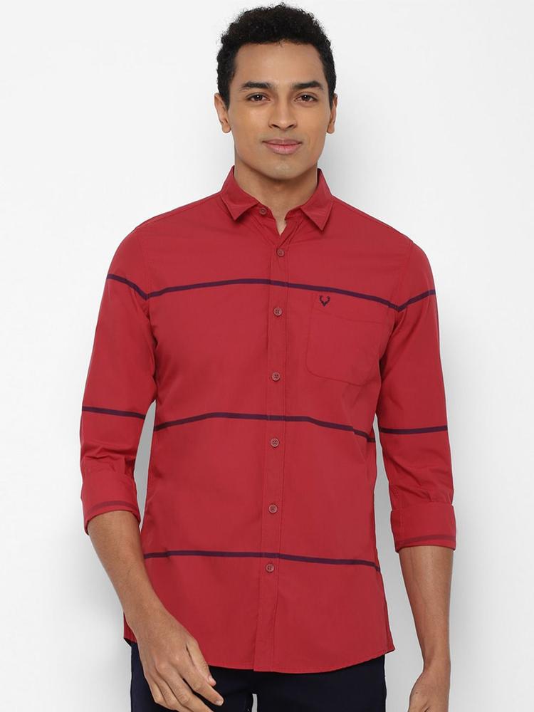 Allen Solly Sport Men Red Regular Fit Horizontal Stripes Striped Casual Shirt