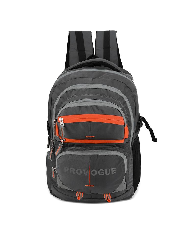 Provogue Unisex Grey & Orange Solid Backpack with Rain Cover