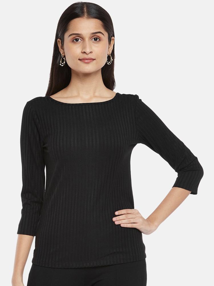 Annabelle by Pantaloons Black Boat Neck Top