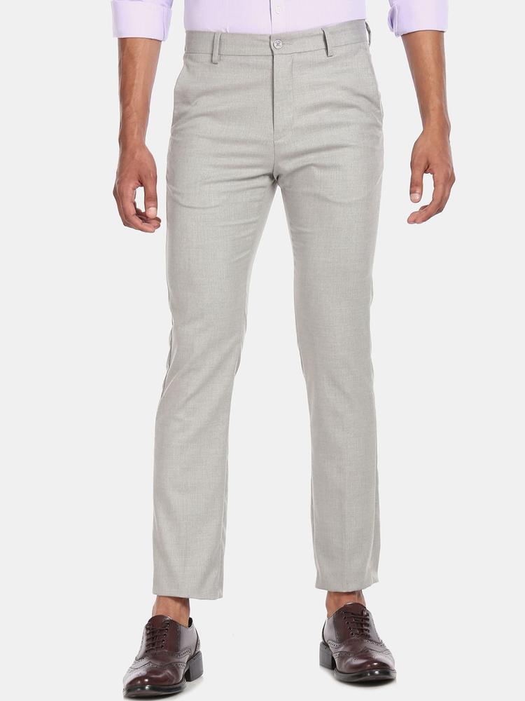 Excalibur Men Grey Solid Regular Fit Trousers