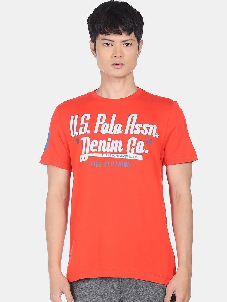 U.S. Polo Assn. Denim Co. Denim Co. Men Red Typography Printed T-shirt