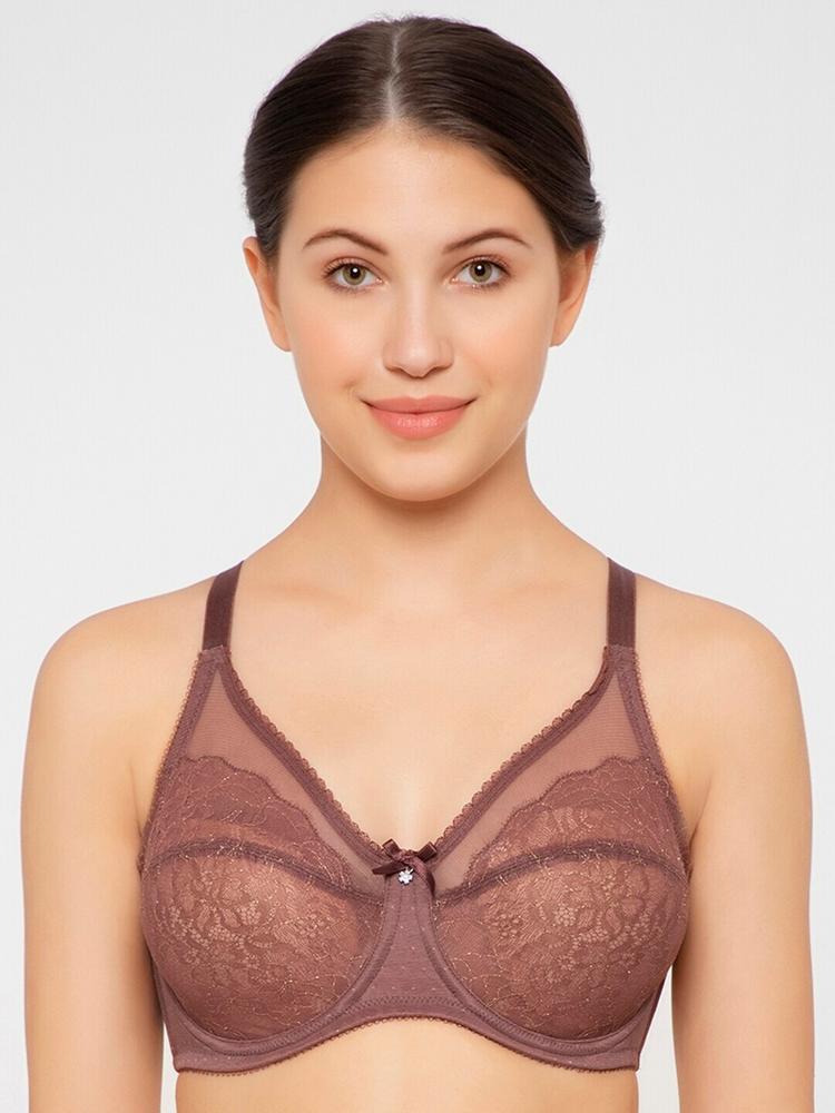 Wacoal Maroon Lace  with Floral Design Underwired Non-Padded Rapid Dry Everyday Bra