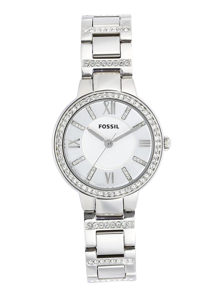 Fossil Women Silver-Toned Virginia Embellished Analogue Watch ES3282