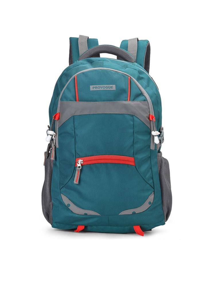 Provogue Unisex Sea Green & Grey Colourblocked Backpack with Reflective Strip