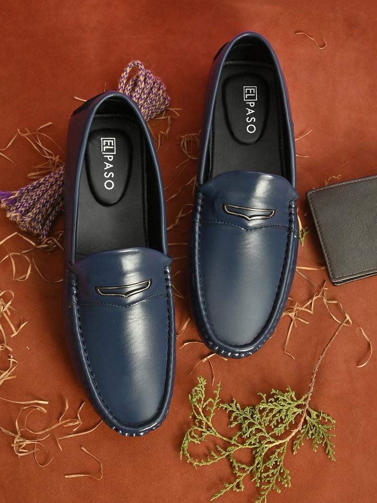 El Paso Men Blue Solid Formal Loafers