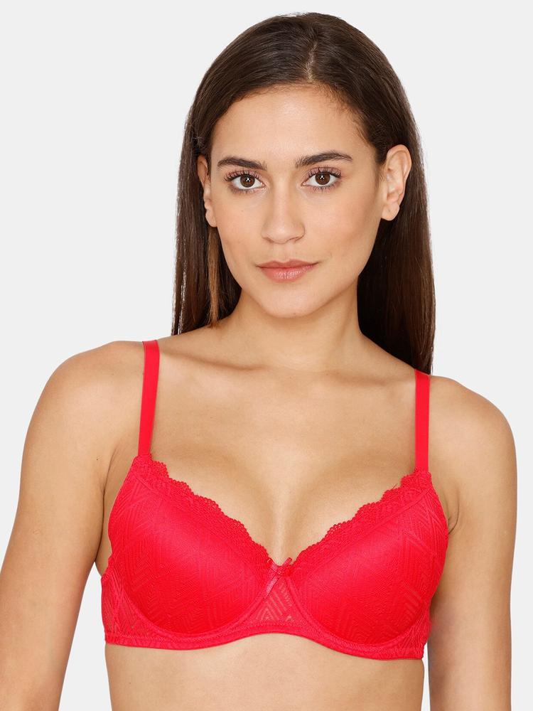Rosaline by Zivame Red Solid Underwired Lightly Padded Bra