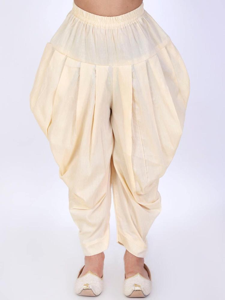 VASTRAMAY Boys Gold-Colored Solid Cotton Dhotis