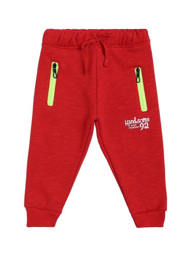 Bodycare Kids Boys Red Solid Cotton Joggers