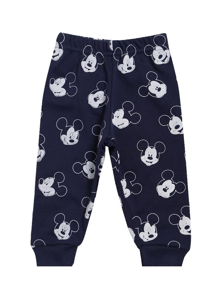 Bodycare Boys Navy Blue & White Mickey Mouse Printed Cotton Joggers