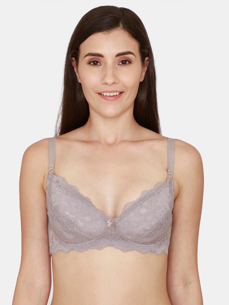 Coucou by Zivame Grey Floral Lightly Padded Bra