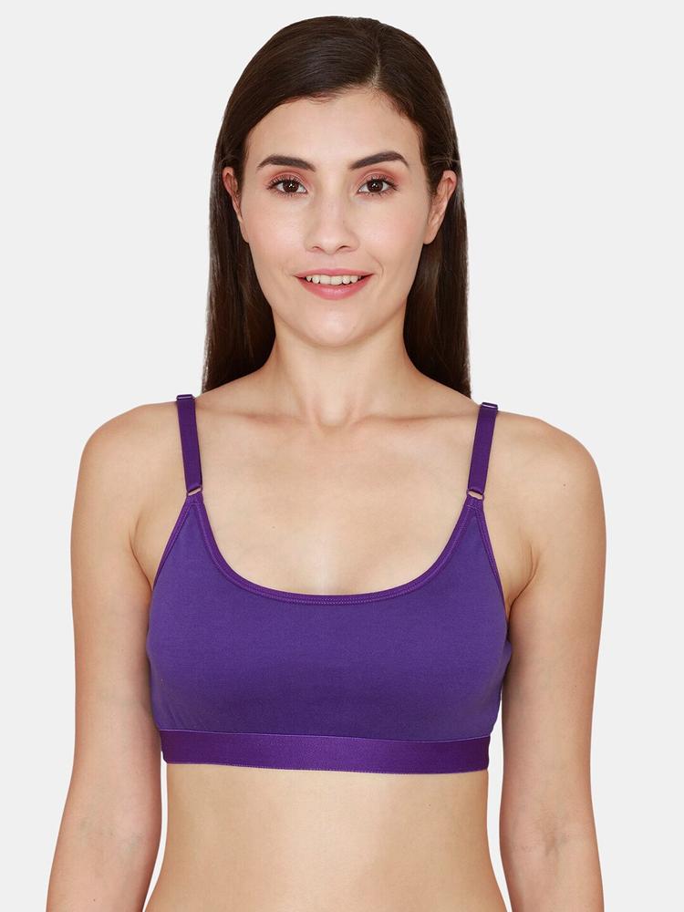 Coucou by Zivame Purple Solid Non-Padded Cotton Everyday Bra