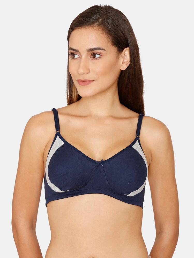 Coucou by Zivame Blue & Grey Non Padded & Non Wired Colourblocked Bra