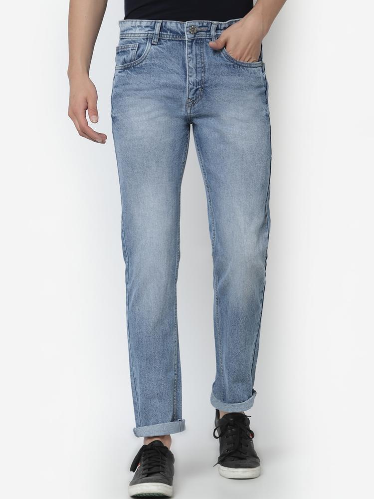 FEVER Men Blue Low Distress Heavy Fade Non-Stretchable Jeans