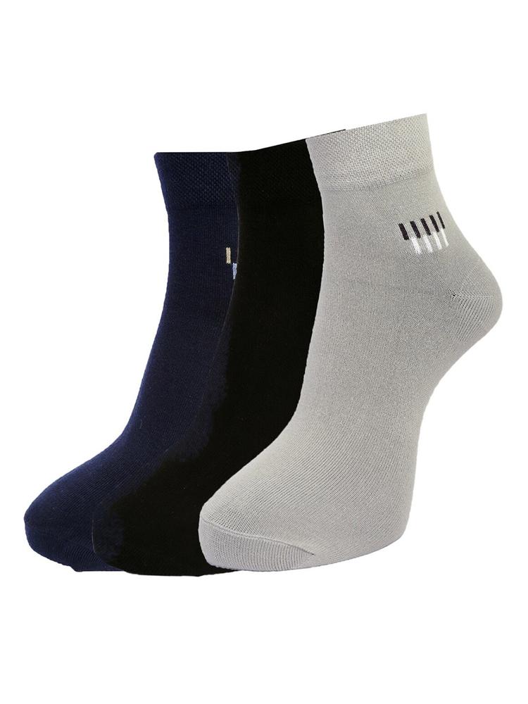 Dollar Socks Pack of 3 Men Navy Blue, Black & White Ankle Length Socks