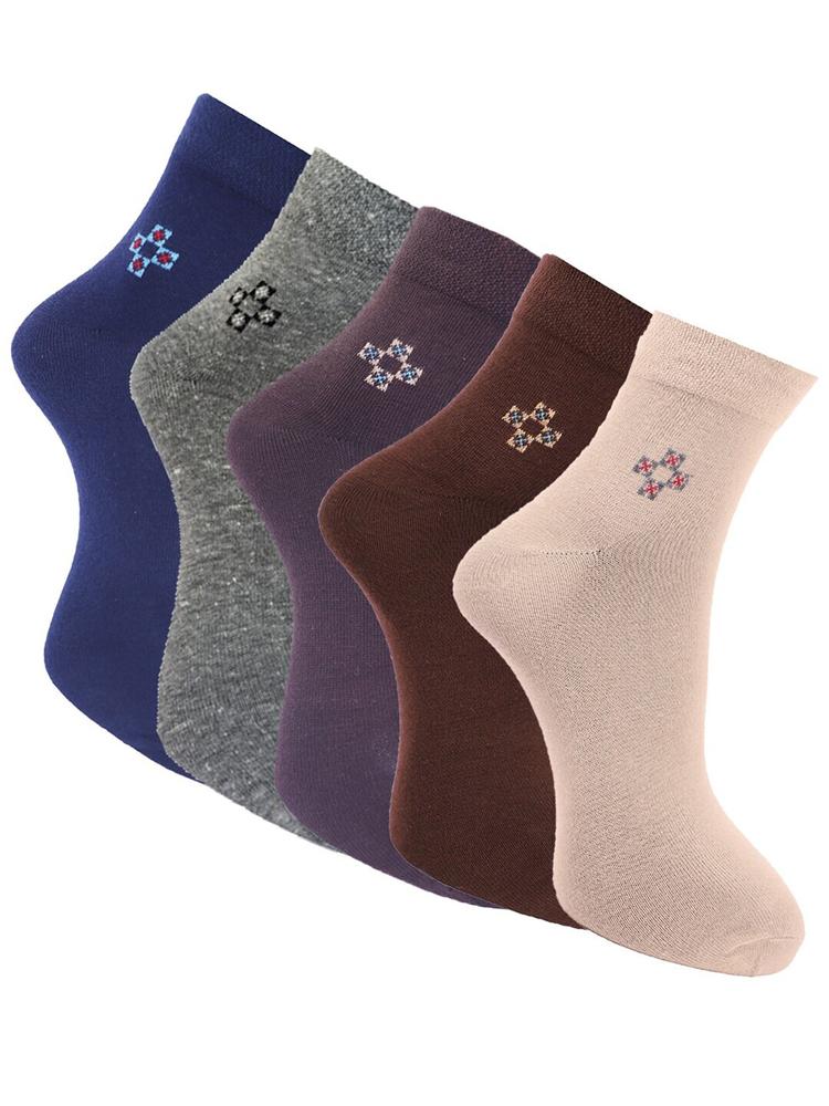 Dollar Socks Men Pack Of 5 Assorted Ankle-Length Cotton Socks