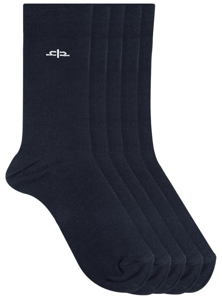 Heelium Men Pack Of 5 Grey Solid Calf-Length Socks