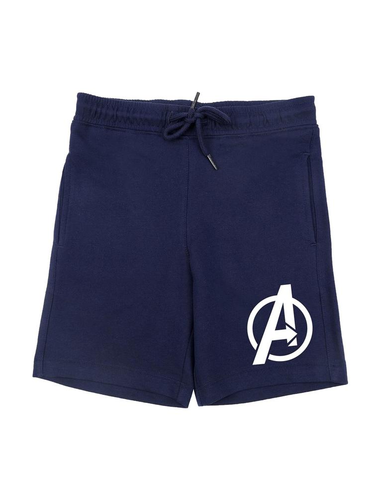Marvel by Wear Your Mind Boys Navy Blue Typography Printed Avengers Shorts