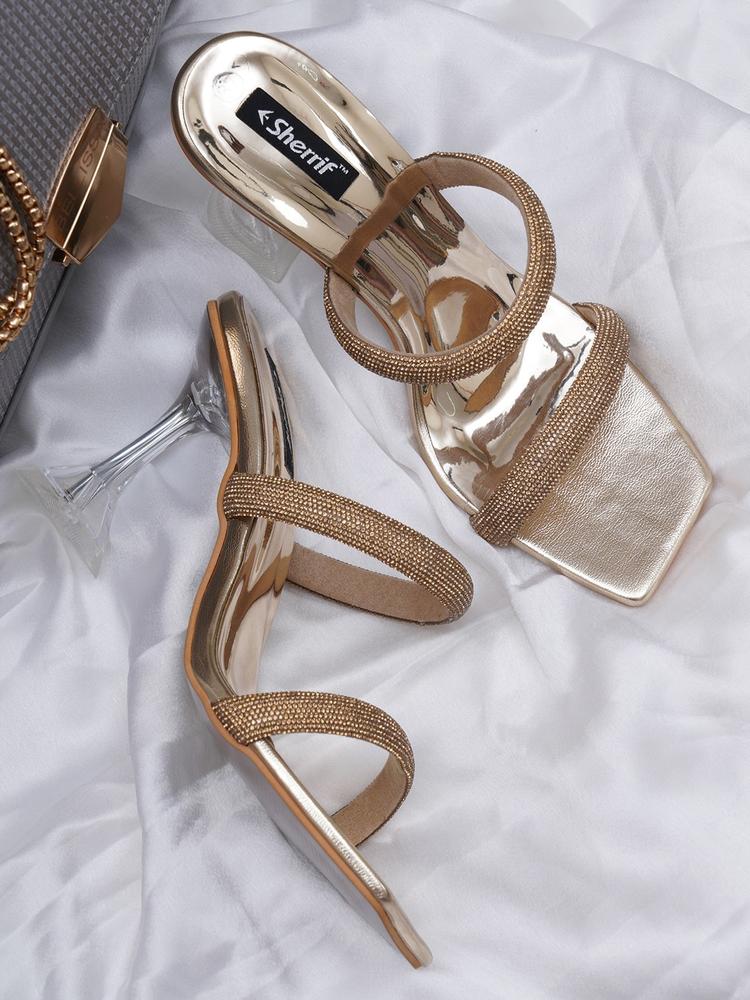 Sherrif Shoes Gold-Toned Embellished Sandals