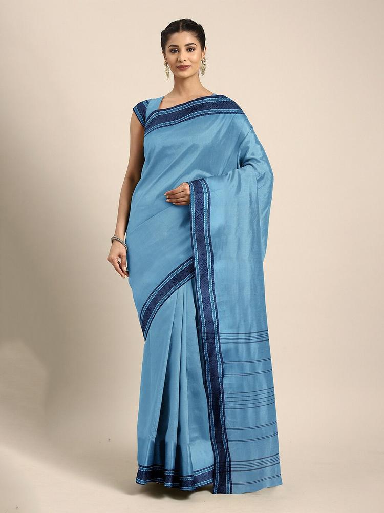 The Chennai Silks Women Blue Bengal Tant Cotton Saree