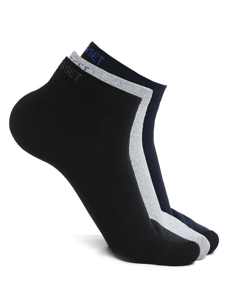 CRUSSET Men Pack of 3 Assorted Cotton Ankle-Length Socks