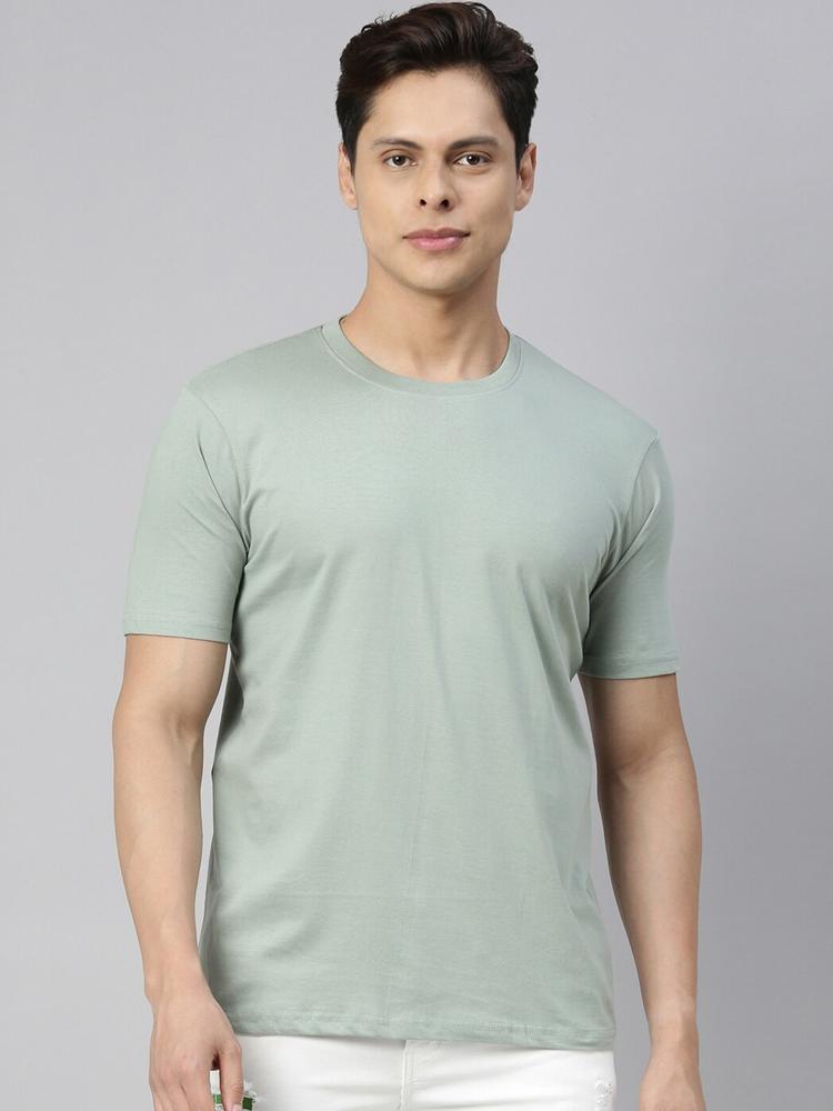 recast Men Green Pure Cotton Raw Edge Outdoor T-shirt