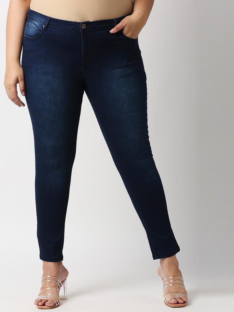 High Star Plus Size Women Blue Slim Fit Light Fade Stretchable Jeans