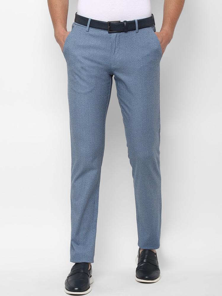 Louis Philippe Sport Men Blue Textured Slim Fit Trousers