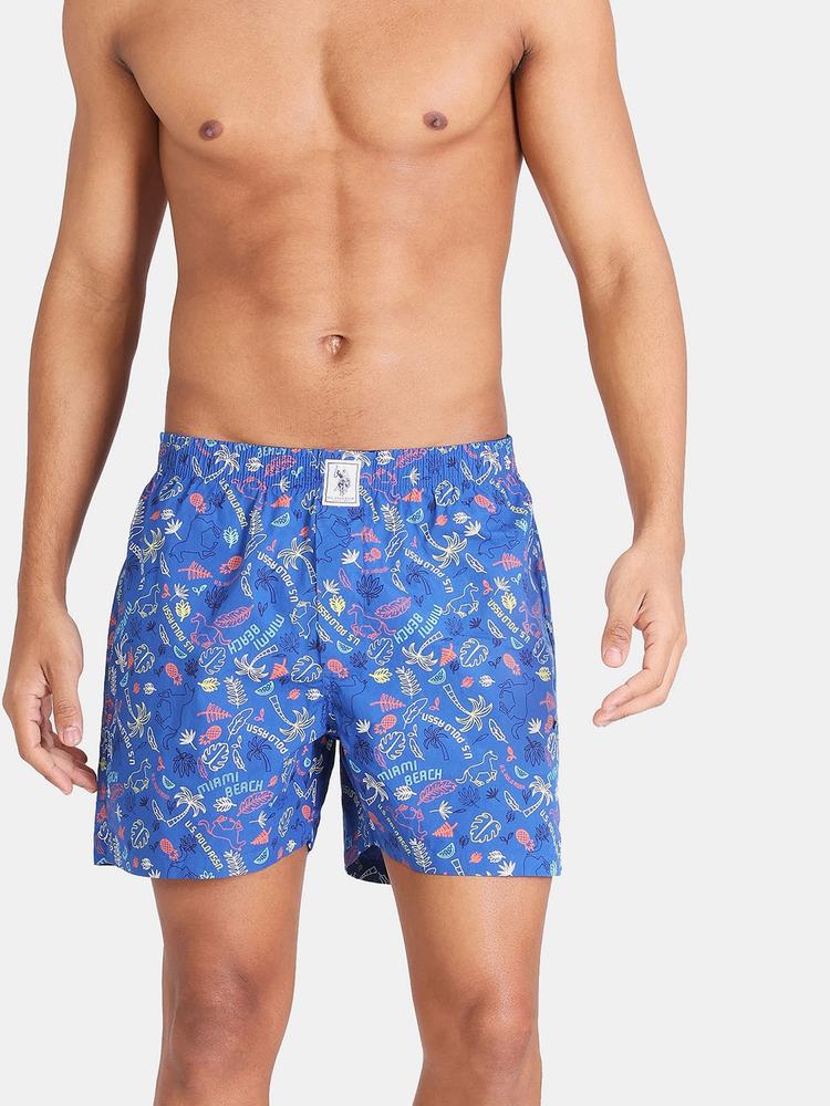 U.S. Polo Assn. Men Blue Relaxed Fit Printed Boxers