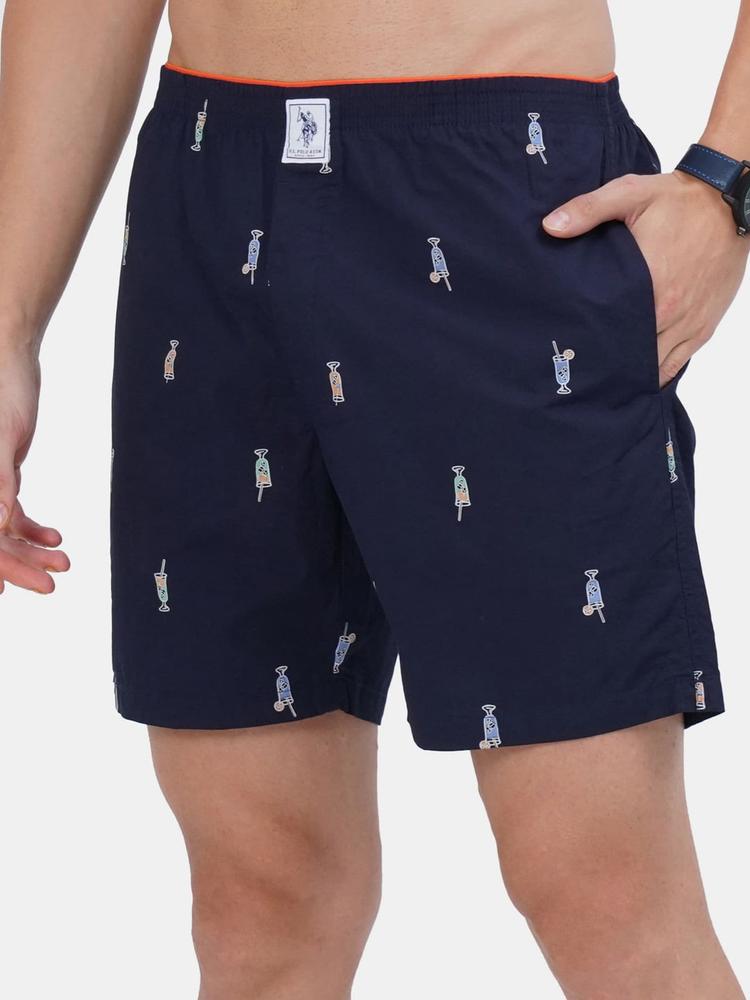 U.S. Polo Assn. Men Navy Blue Relaxed Fit Printed Cotton Boxers IYAB-AAU-PR