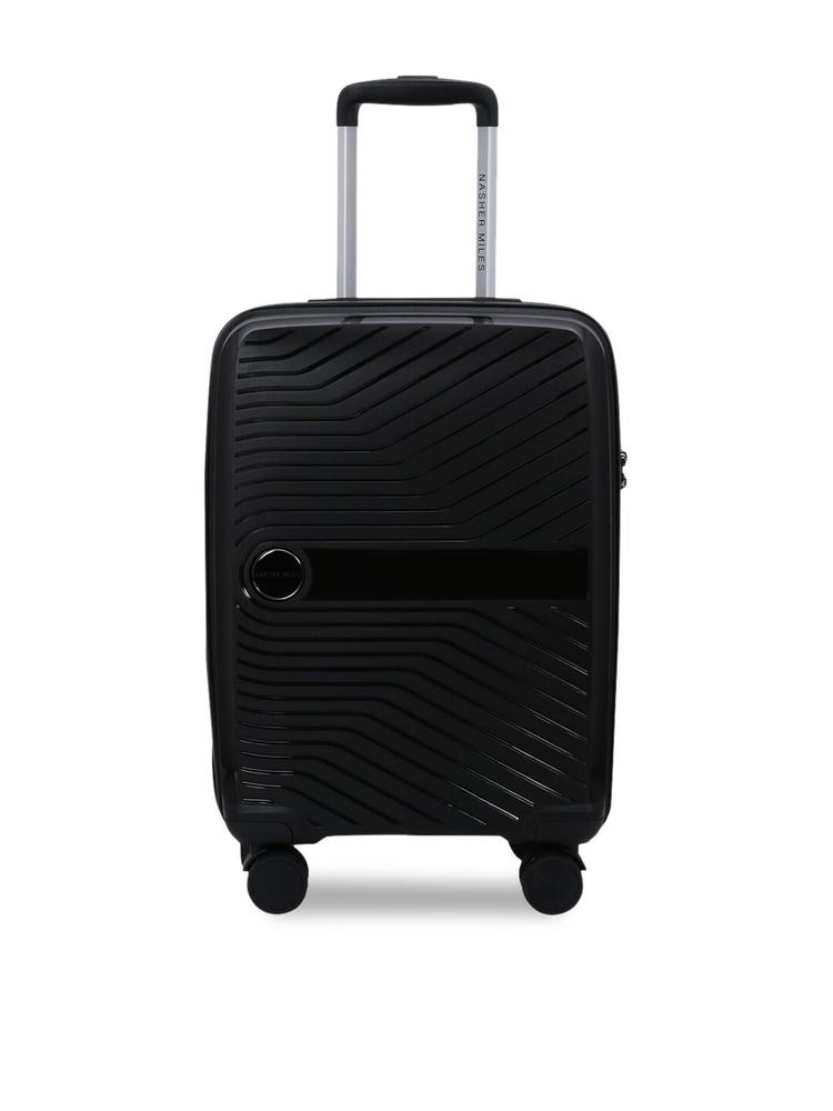 Nasher Miles Unisex Black Textured Hard Sided Small Trolley Suitcase