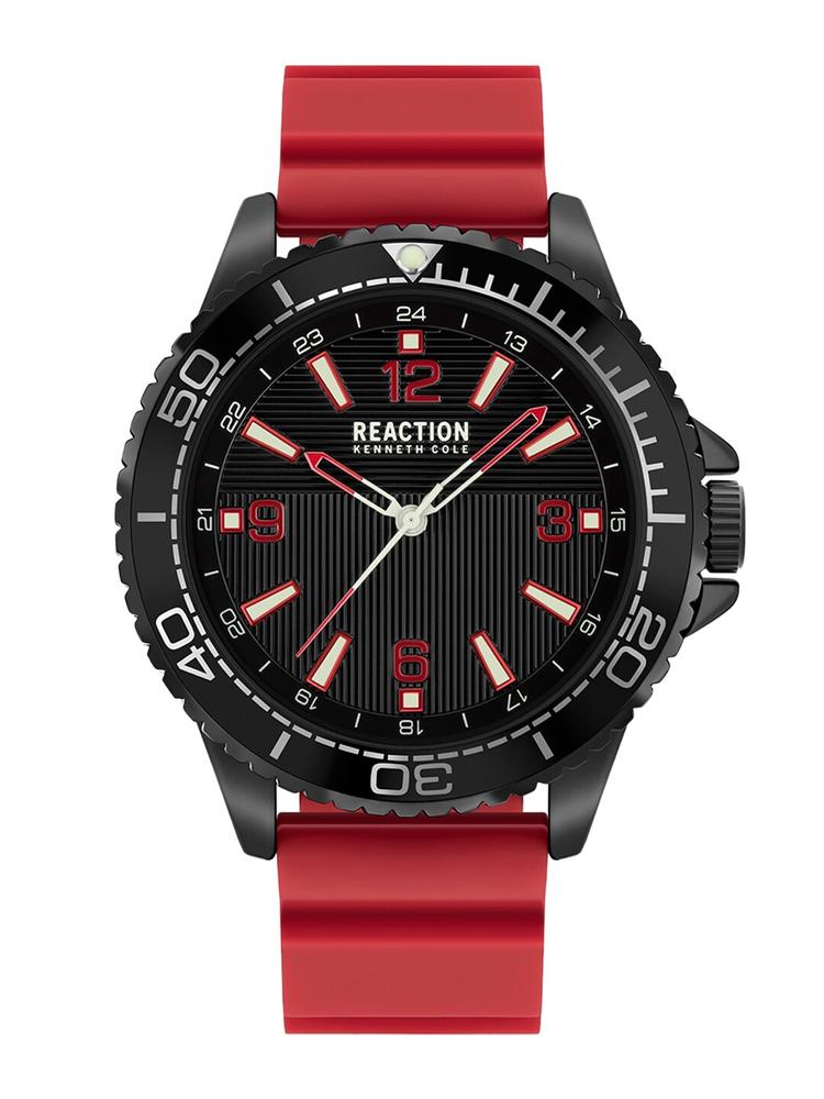 REACTION KENNETH COLE Men Black Dial & Red Straps Analogue Watch KRWGM2193601