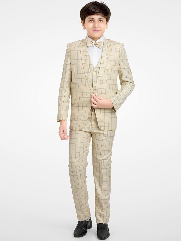 Jeetethnics Boys Checked 5-Piece Single-Breasted Partywear Suit