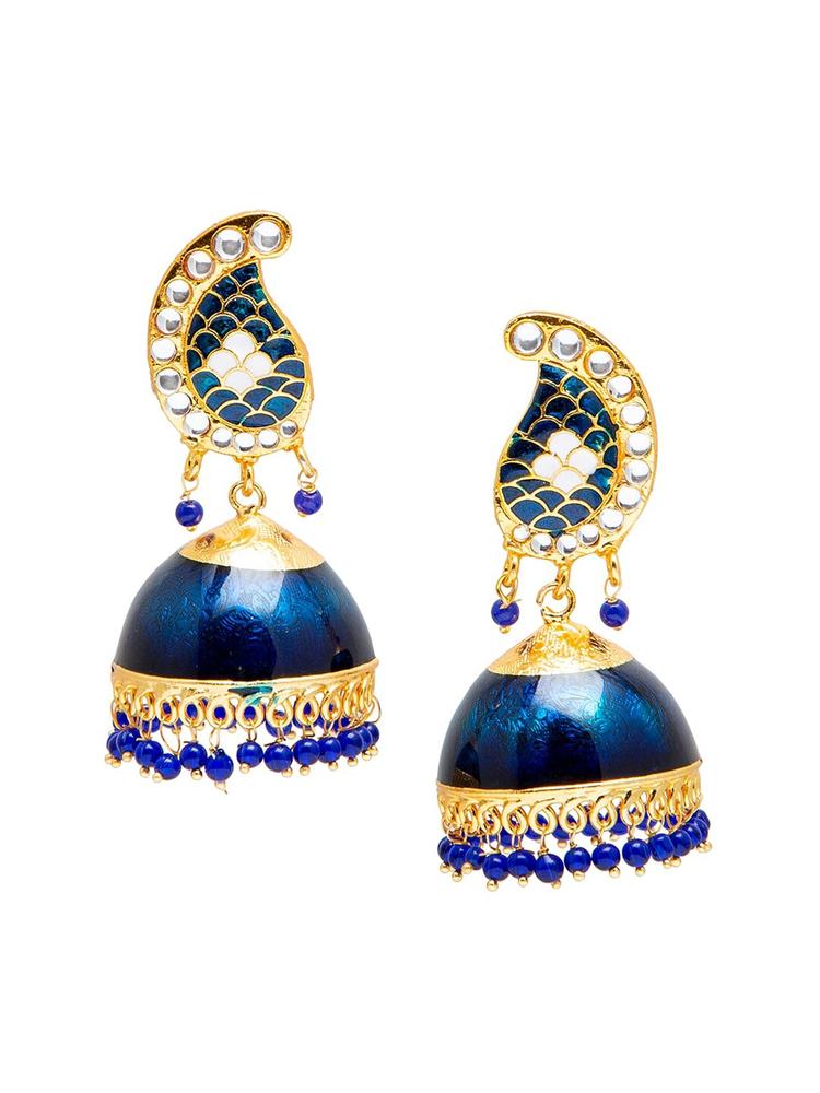 Shining Jewel - By Shivansh Blue Contemporary Jhumkas Earrings