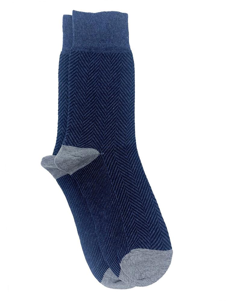 Mint & Oak Men Blue & Grey Solid Above Ankle Length Socks